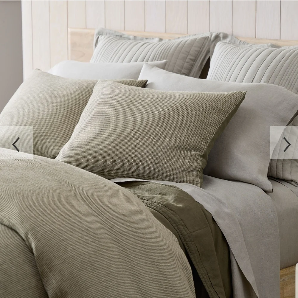 ❤️BUY 2 GET 1 FREE West Elm European Flax Linen Mini Waffle Duvet Cover, King